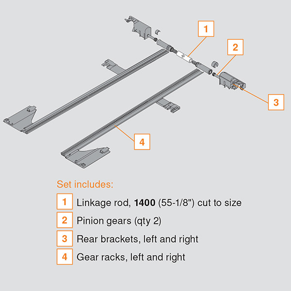 Blum LEGRABOX Lateral Stabilizer Set, Runner Lengths 11" To 16"