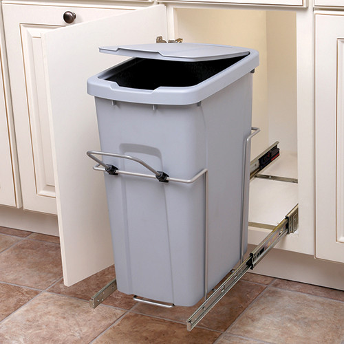 Soft Close, Bottom Mount Waste Bins with Handle, 35 Qt (1) Platinum 9-3/8" W X 20-1/8" D X 18-13/16" H Ch