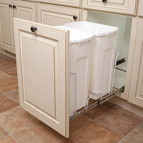 Soft Close, Bottom Mount Waste Bins with Handle, Similar To # Febsc15 2 20Pt 20 Qt (2) Platinum 14-3/8" W X 20-1/8" D X 17-5/16" H Ch