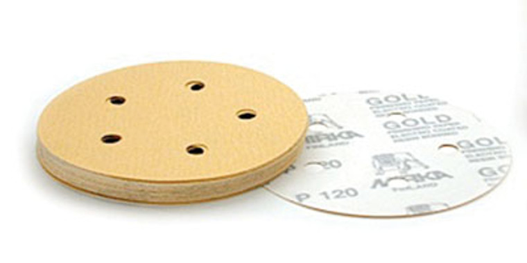 Pro-Pack 10pcs, 5" w/5 Hole Grip Disc, Gold 280 5" X 5H