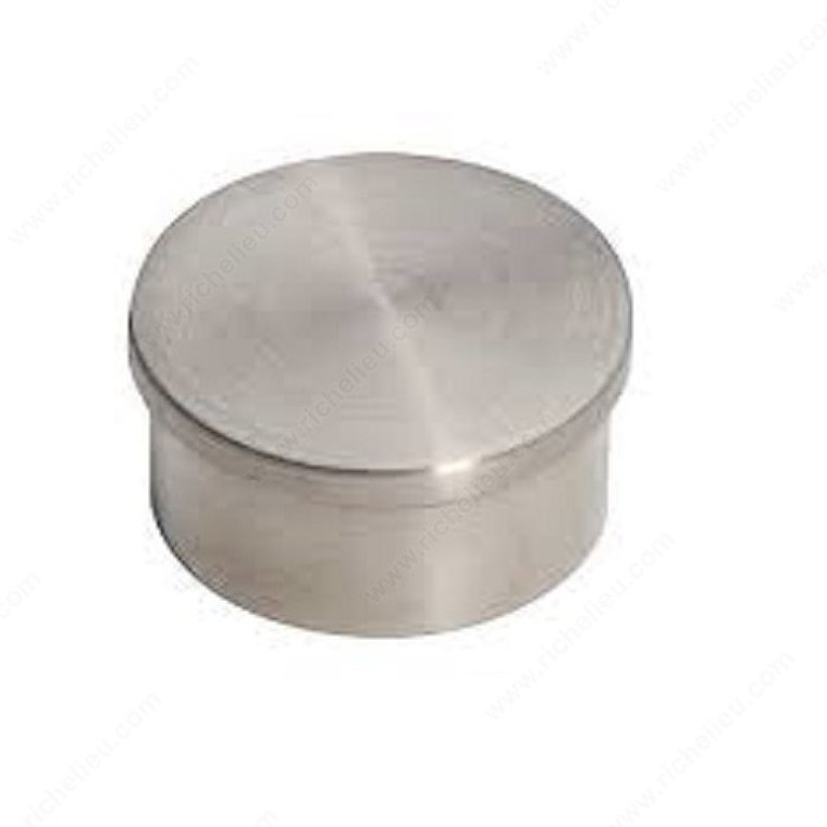Short, Flat End Cap - Glue-In, Handrail Size 2 in, Finish Stainless Steel, Diameter 2 in