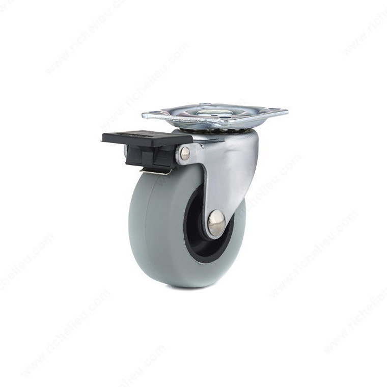 Industrial Gray Rubber Caster - 150, Fastening Type Swivel with Brake