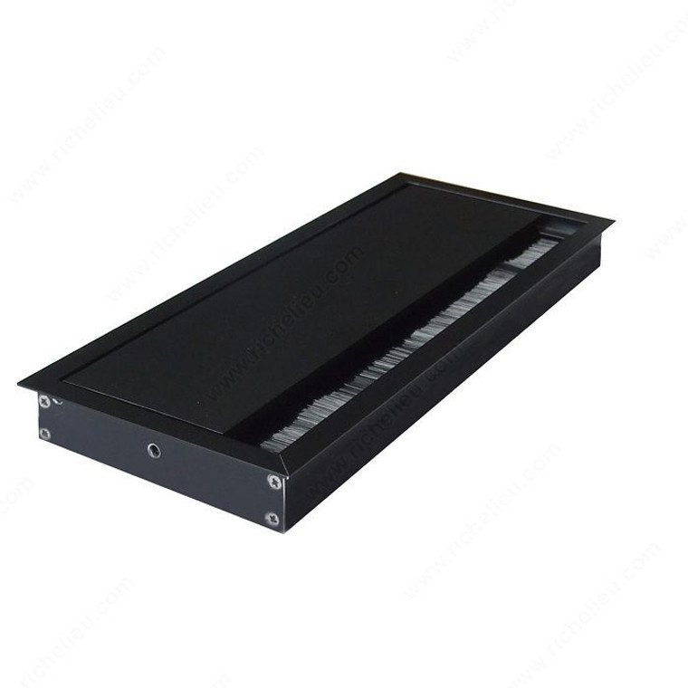 Rectangular Grommet with Brush, Drilling Dimensions - Width 113 mm, Drilling Dimensions - Length 443 mm, Finish Black