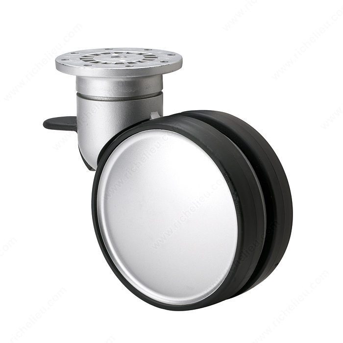 Dual-Wheel Design Caster, Wheel Diameter 78 mm, Total Height 100 mm, Tread Width 50 mm, Fastening Type Swivel with Brake