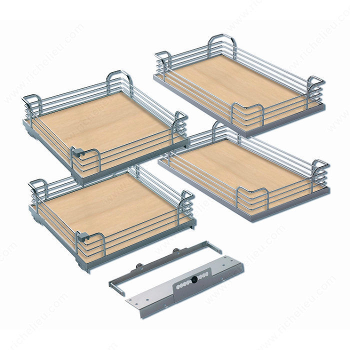 4-Basket Kit for Magic Corner II, Height Min. 545 mm, Finish Maple/Chrome