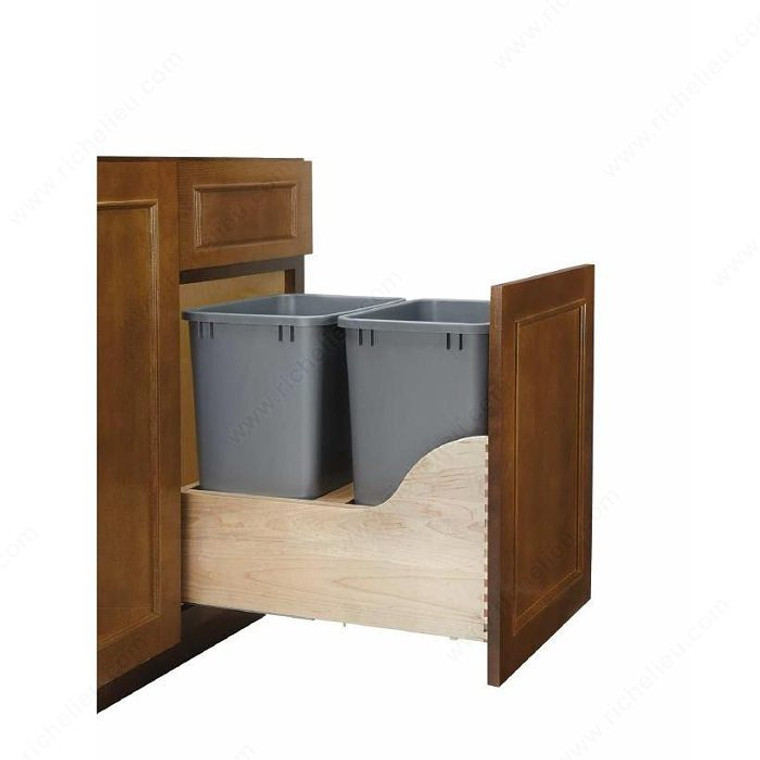 Double Recycling Center, Total Capacity 100 qt, Width 18 1/8 in, Depth 22 in, Height 24 3/8 in