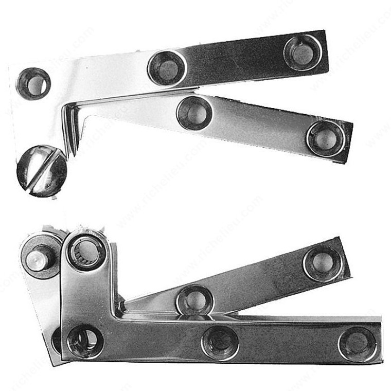 Knife Pivot Hinge - Heavy Duty, Length 4 3/8 in, Color/Finish Satin Chrome, Load Capacity 70 lb, Type Tight (non-removable) Pins