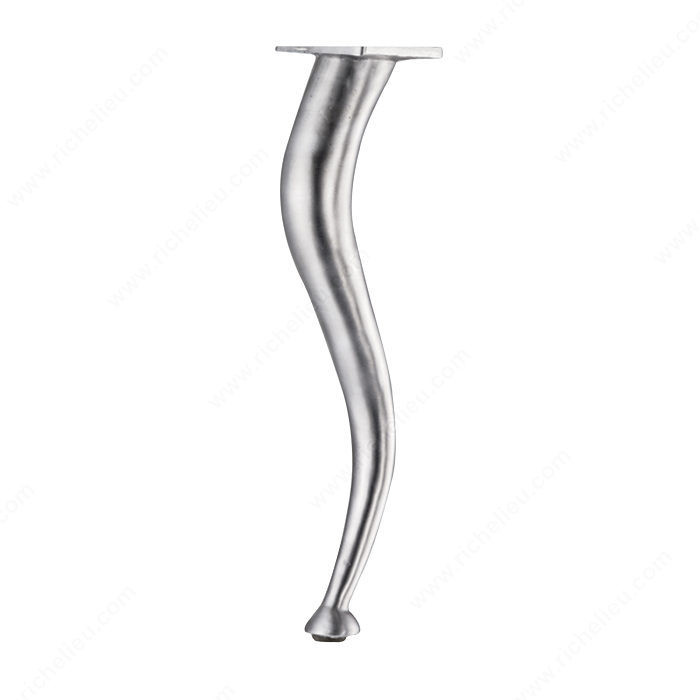 Aluminum Table Leg - 56002, Screw- in leg, Height 15 1/4 in, Plate Dimension 75 mm x 75 mm, Finish Polished Aluminum