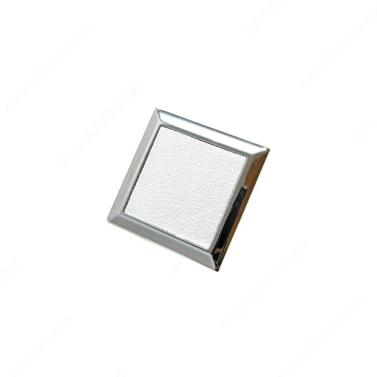 Contemporary Leather & Metal Knob - 5736, Finish Chrome / White