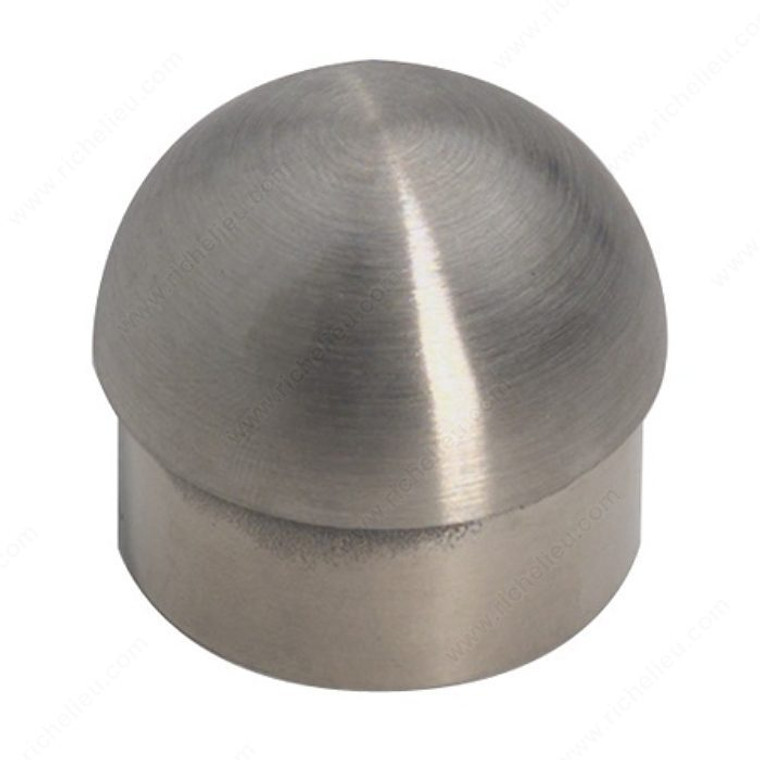 Glue-In Domed End Cap, Half- Ball End Cap, Handrail Size 1 1/2 in, Material Stainless Steel 304, Finish Stainless Steel, Height 3/4 in