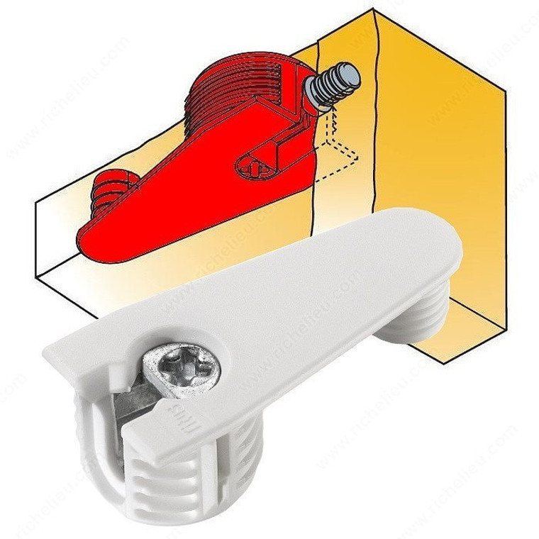 Quickfit-Expando Housing Outrigger - Top assembly only, Top assembly only, Panel Thickness 19 mm, Drilling Depth 14 mm, One, Finish White