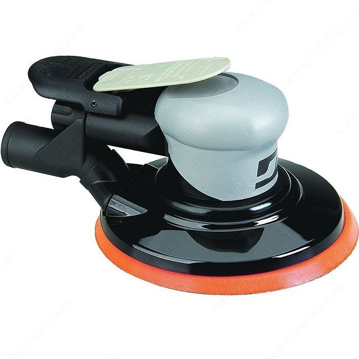 Medium- to Aggressive-Duty Silver Supreme Sander, Pad Grip-On, Pad Dimension 5", Orbit Diameter 3/16 in, Details Central Vacuum