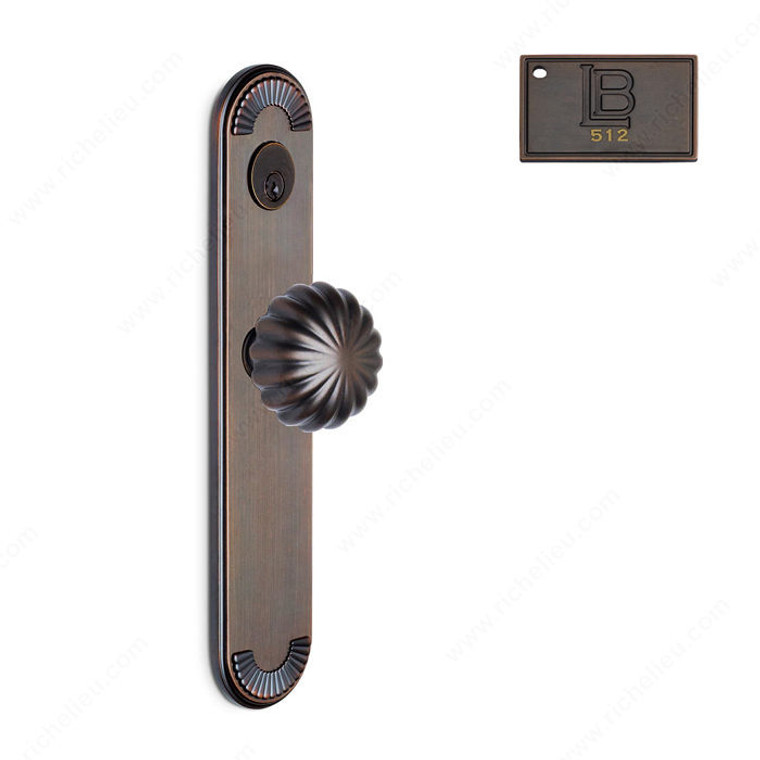 Right Hand Reverse Mortise Escutcheon Entry, Knob K5/K5, 2.50 - California, Finish Brushed Oil-Rubbed Bronze
