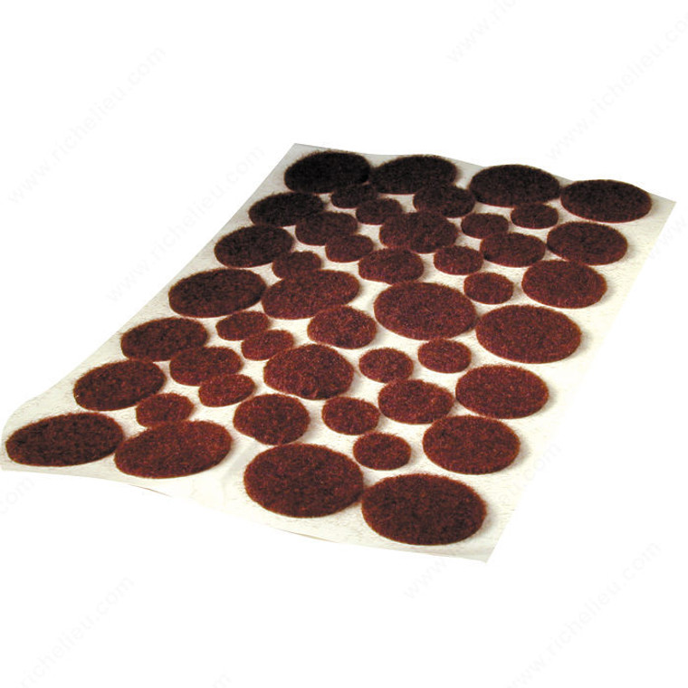 PRO-TEC Self-Adhesive Medium-Duty Round Felt Pads, Diameter 9.5 to 19 mm, Color / Finish Brown PRO-PACK 5
