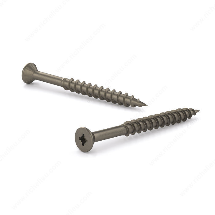 Plain Wood Screw, Flat Head With Nibs, Quadrex Drive, Coarse Thread, Regular Wood Point, Self- tapping screw, Head Size no. 6
