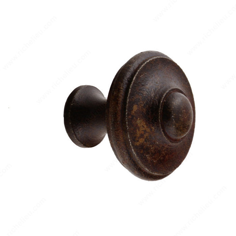 Knob LC1060 Series, Finish Rust, Diameter - Overall Dimensions 1 1/8 in, Projection - Overall Dimensions 1 1/4 in