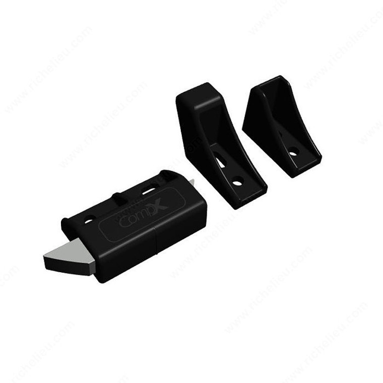 Double Door Latch, Eliminate the elbow catch., Finish Black, Mounting on Door Top Right or Bottom Left PRO-PACK 2