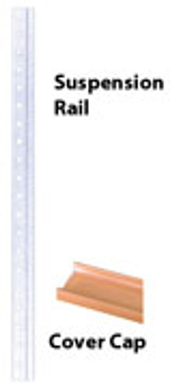 8' Suspension Rails and Cover Caps, 8' Suspension Rail, White