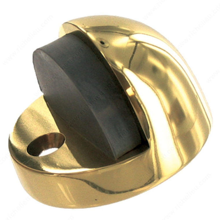 Floor Mounted Dome Door Stop, Finish Satin Nickel, Type No Threshold Base, Height 1 in, Base Height 1/16 in