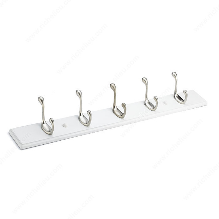 Utility Hook Rack - 0202, Board Finish White, Finish White / Brushed Nickel