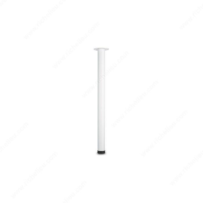 710 mm (28'') - Adjustable Round Table Leg - 1507, 25 mm (1'') adjustment, Finish Glossy White