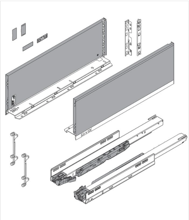 Blum 18" LEGRABOX C-Height Drawer Kit 125# Orion Gray Color. Different sizes available.