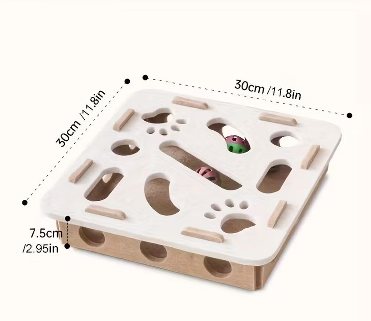 Interactive Scratching & Digging Cat Toy with Paw Print - Puzzle Box, Heavy-Duty Scratching Posts, No Battery Needed, Indoor Cat Activity Center for Mental Stimulation & Exercise - Compatible with All Breeds & Sizes, Cat Interactive Toy