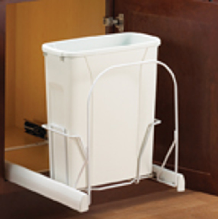 Bottom Mount Trash Pull-Outs with Soft-Close, 11-3/4"W x 20-1/8"D x 22-7/8"H, (1) Platinum 50 qt, No Lid