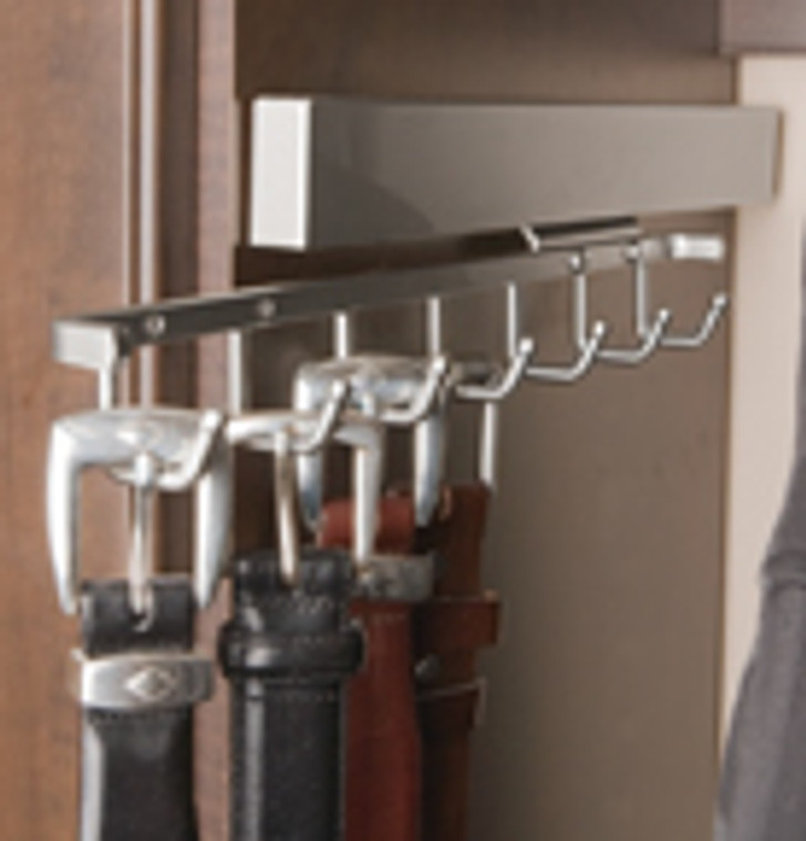 Deluxe Sliding Belt Racks, 12" Deep, Satin Nickel