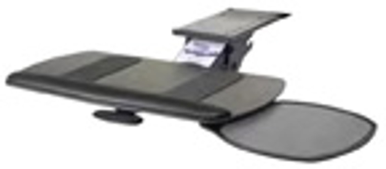 Seated Performance Keyboard Tray Systems, Seated Keyboard Tray with Single Swivel Out Mouse Under Mouse Platform, Black