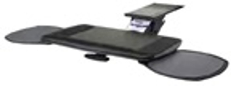 Seated Performance Keyboard Tray Systems, Seated Keyboard Tray with Dual Right & Left Swivel Out Mouse Under Platform, Black