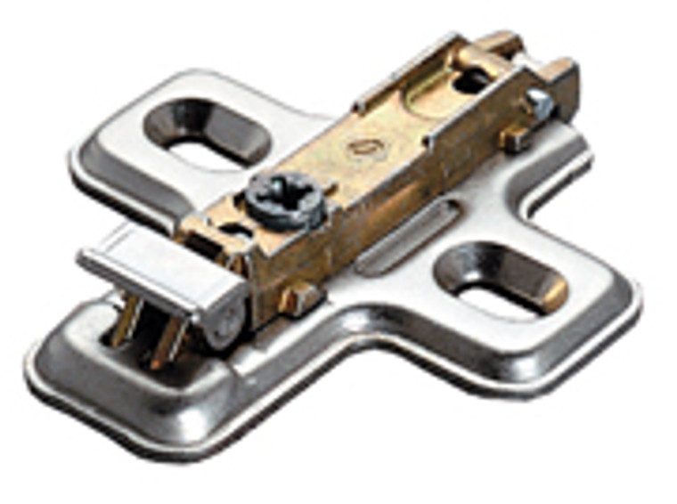 Clip-On Hinge Mounting Plates, Stamped Steel, 3MM, Open Hole Wood Screw