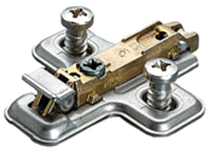Clip-On Hinge Mounting Plates, Stamped Steel, 0MM, Pre-Mounted Euro Screw