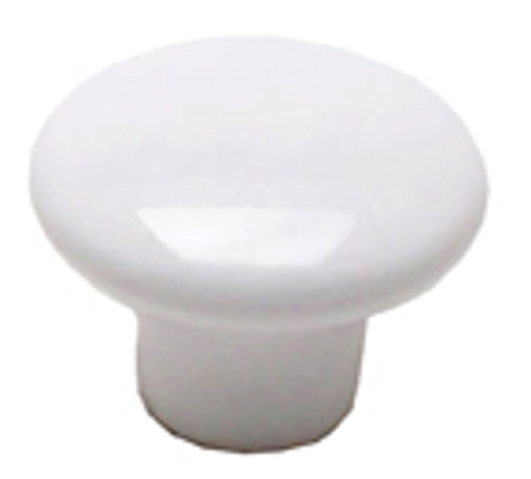 KNOB, 1-1/4", CERAMIC WHITE