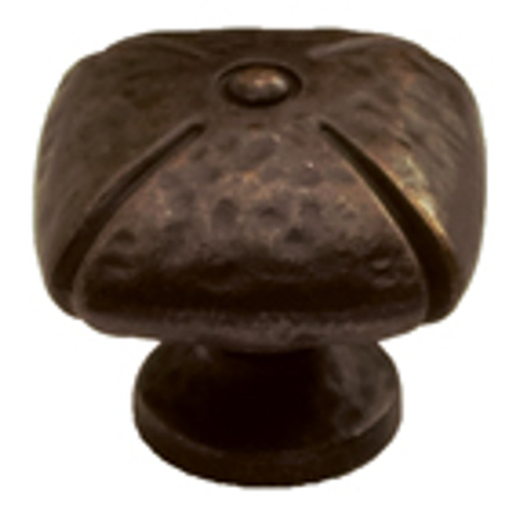 ANCIENT BRONZE SQUARE KNOB, 1-1/2"