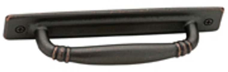 4"IRONCRAFT PULL W/ BCKPLATE,STATUARY BZ