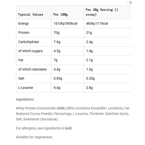 REGO Whey Protein Powder 1.35 kg Chocolate 