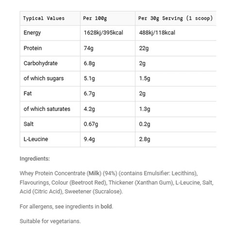 REGO Whey Protein Powder 1.35 kg Strawberry