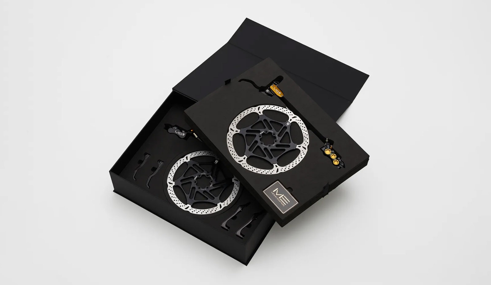 Hope EVO V6Ti Mono Edition limited release complete brake kit in premium black presentation case with rotors and levers