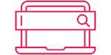 Icon of a laptop with search bar symbolizing online browsing