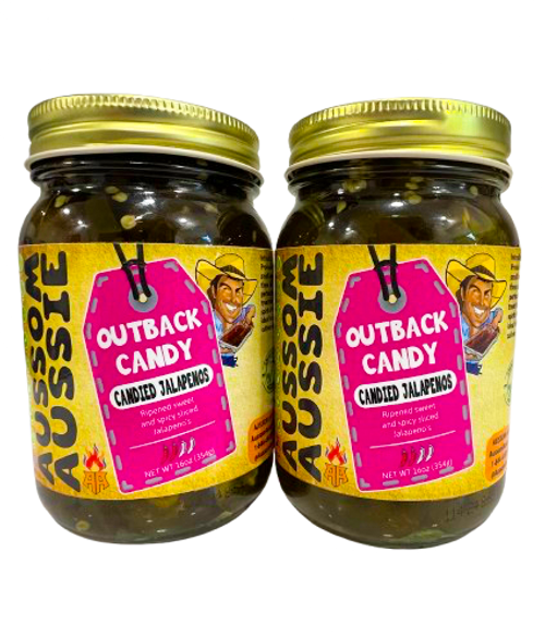 Introducing our Outback Candy, our Aussom Provisions' candied jalapeños. Crafted in small batches from the freshest ingredients, these jalapeños are transformed into a perfect blend of sweet and spicy. A unique treat that captures the adventurous spirit of the outback, they'reideal for elevating yourculinary creations.