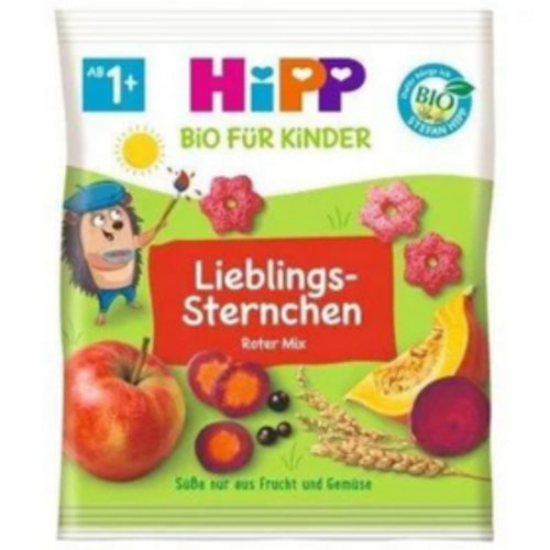 HiPP Grain Stars with Fruit and Vegetables
Perfect snack for toddlers on the go. No artificial dyes.