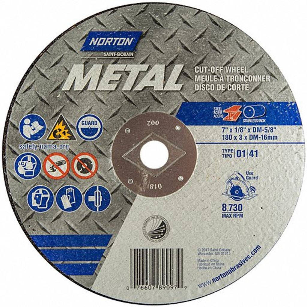 7" Metal Cut-Off Wheel, 7x1/8xDM-5/8, Type 01/41