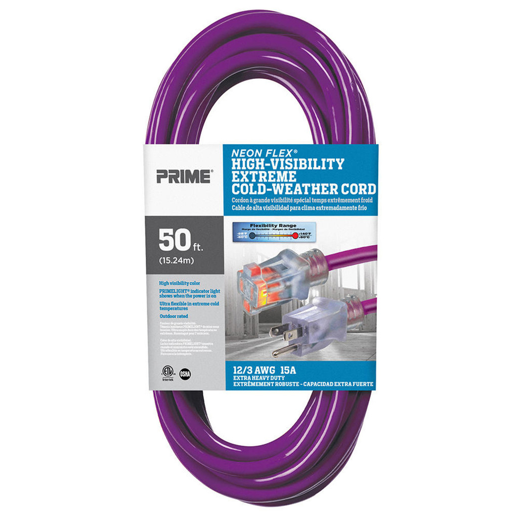 50' Extension Cord (HI VIS Purple)