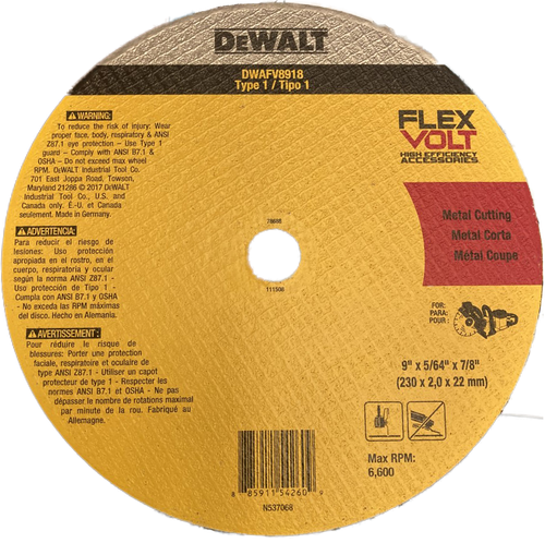 Dewalt Cutoff Wheel (9"x5/64"x7/8")