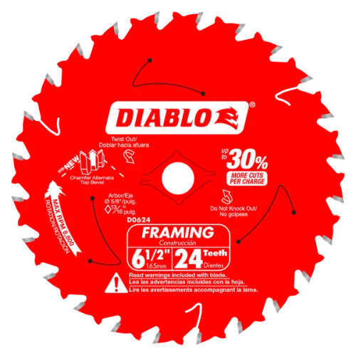 Diablo 6-1/2" x 24-Tooth Framing Saw Blades for Wood (3 pack) Diablo 6-1/2" x 24-Tooth Framing Saw Blades for Wood (3 pack)