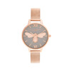 Olivia Burton Lucky Bee, Grey Dial & Rose Gold Mesh