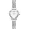 Olivia Burton Mini Heart White Dial Silver Boucle Mesh Watch