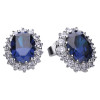 Diamonfire Sapphire Blue Zirconia Oval Solitaire Earrings