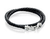 Fred Bennett  Stainless Steel & Black Mens Leather Wrap Bracelet